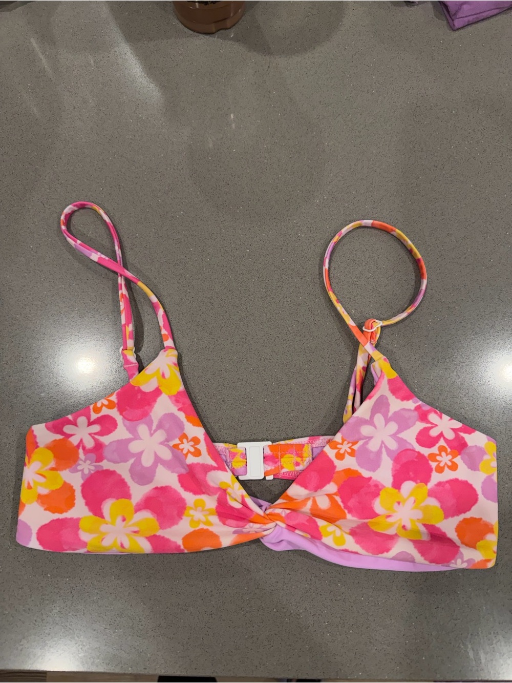 Blackbough Swim Floral Pink Orange Yellow Bikini Top